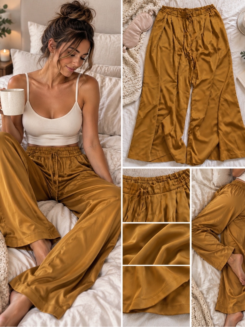Ettitude CleanBamboo™ Sateen Wide Leg Pajama Pants – MSRP $120 XXL